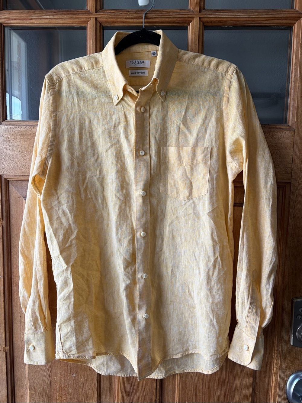 Fusaro Antonio Yellow Linen/cotton Blend Button-Down Shirt - Men's